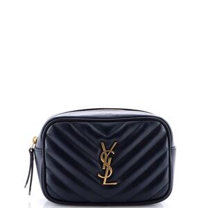 Saint Laurent Navy Quilted Crossbody Bag with Gold Logo